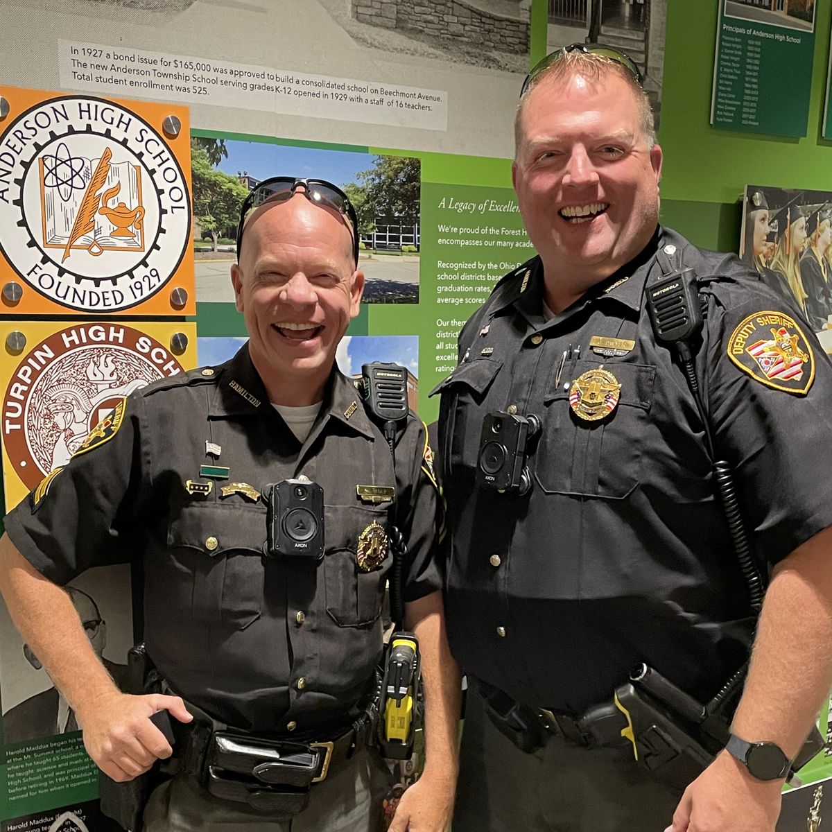 SROs Wolf and Dwyer pose for a photo in their uniforms